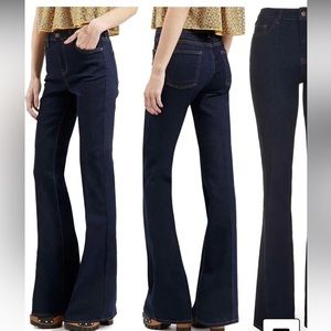 Topshop Moto Tally Flare Jeans in Dark Wash